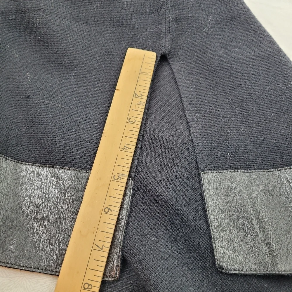 Chico's long black sleeveless sweater vest side slits faux leather trim office M - Picture 8 of 8
